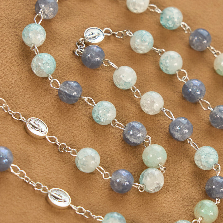 Christianartworkshop Handmade Original Grey Blue Rosary with Miraculous Medal: A Unique Expression of Faith