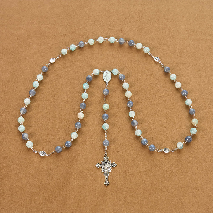 Christianartworkshop Handmade Original Grey Blue Rosary with Miraculous Medal: A Unique Expression of Faith