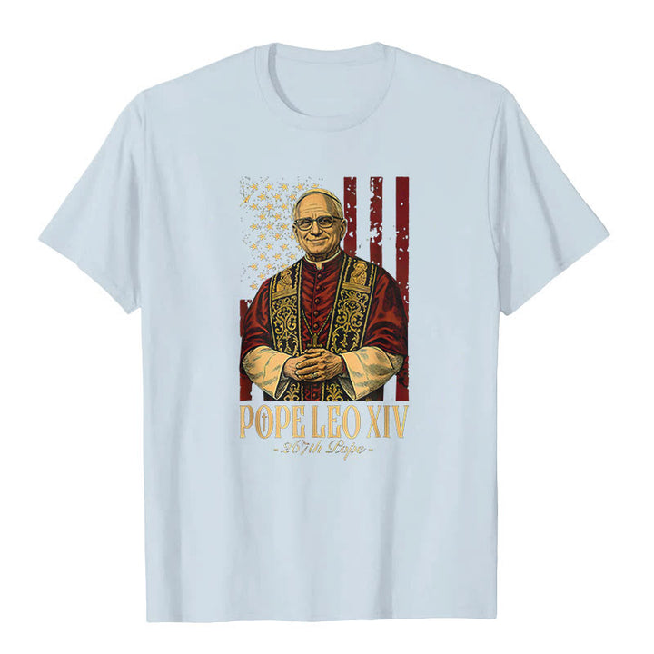 Christianartworkshop American Cardinal Robert Prevost Pope Leo XIV Unisex T-shirt - Light Blue - 2XL - image 3
