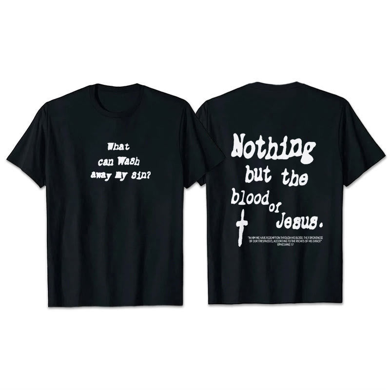 Christianartworkshop Nothing But Blood Of Jesus Cotton T-Shirt - Black - 2XL - image 4