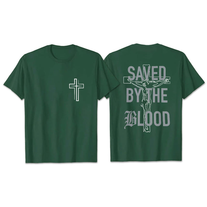 Christianartworkshop Saved By The Lord Cotton T-Shirt - Dark Green - 2XL - image 26