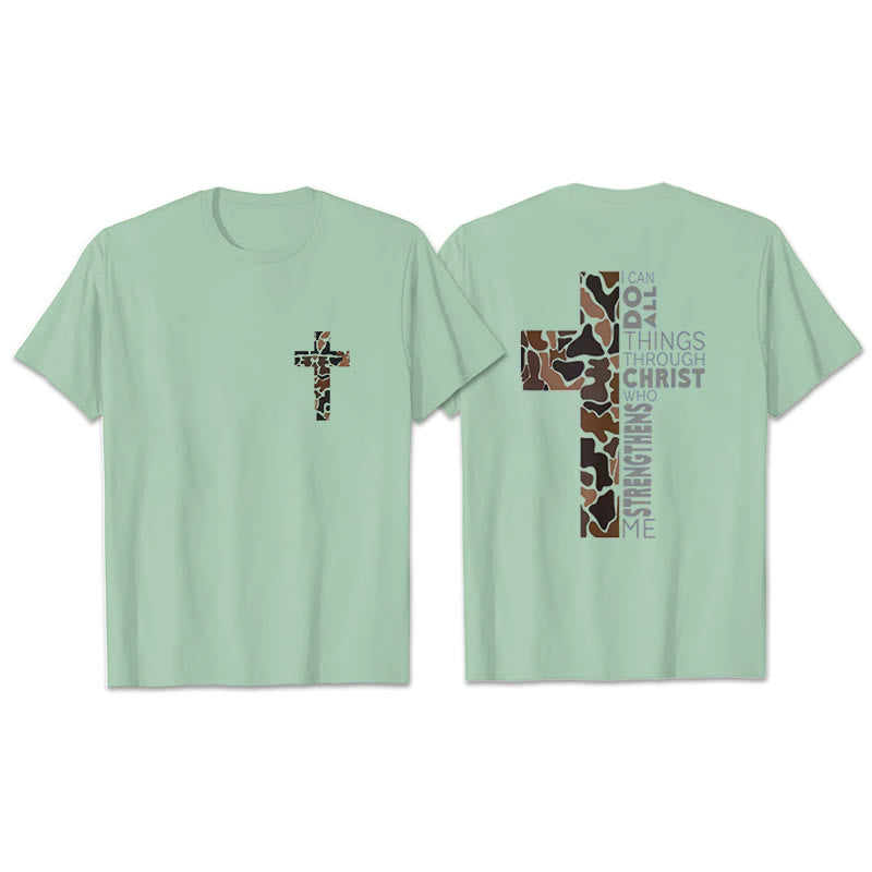 Christianartworkshop Camo Cross Design With Philippians 4:13 Verse Christian T-Shirt - Grass Green - 2XL - image 7