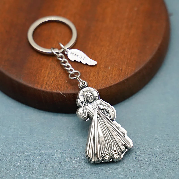 Christianartworkshop Exquisite Enamel - Inlaid Jesus & Divine Mercy Keychain: Reminder of God's Love - image 2