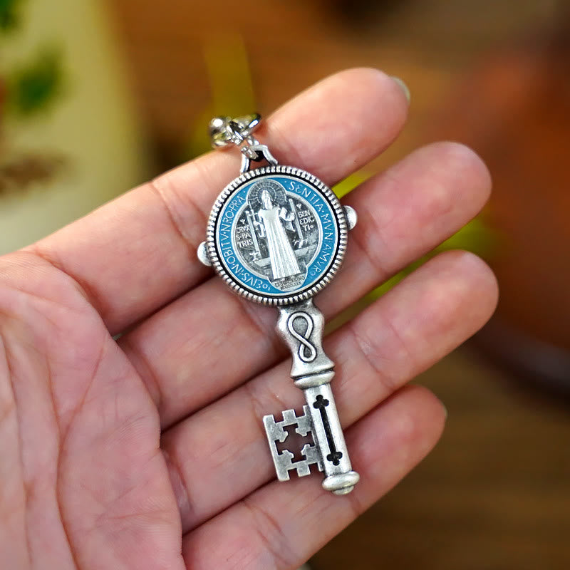 Christianartworkshop Exquisite Enamel - Inlaid St. Benedict & Cross Keychain: Memento of Divine Grace - image 1