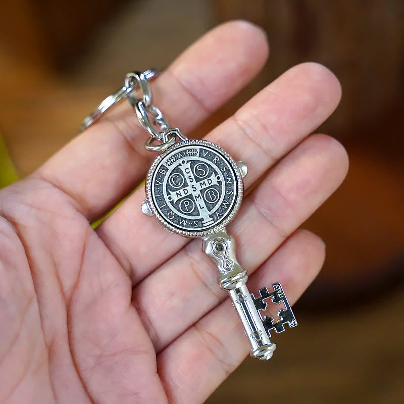Christianartworkshop Exquisite Enamel - Inlaid St. Benedict & Cross Keychain: Memento of Divine Grace - image 9