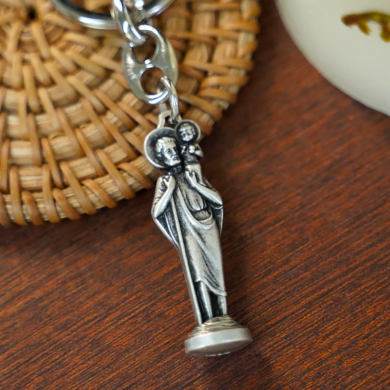 Christianartworkshop Retro Style Polished St. Christopher Keychain: Token of the Traveler's Saint's Protection - image 1