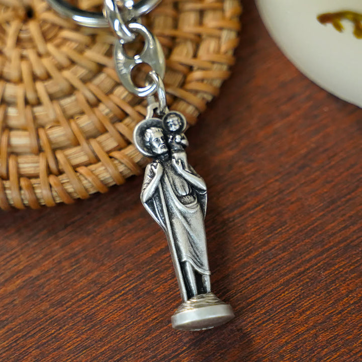 Christianartworkshop Retro Style Polished St. Christopher Keychain: Token of the Traveler's Saint's Protection - image 1