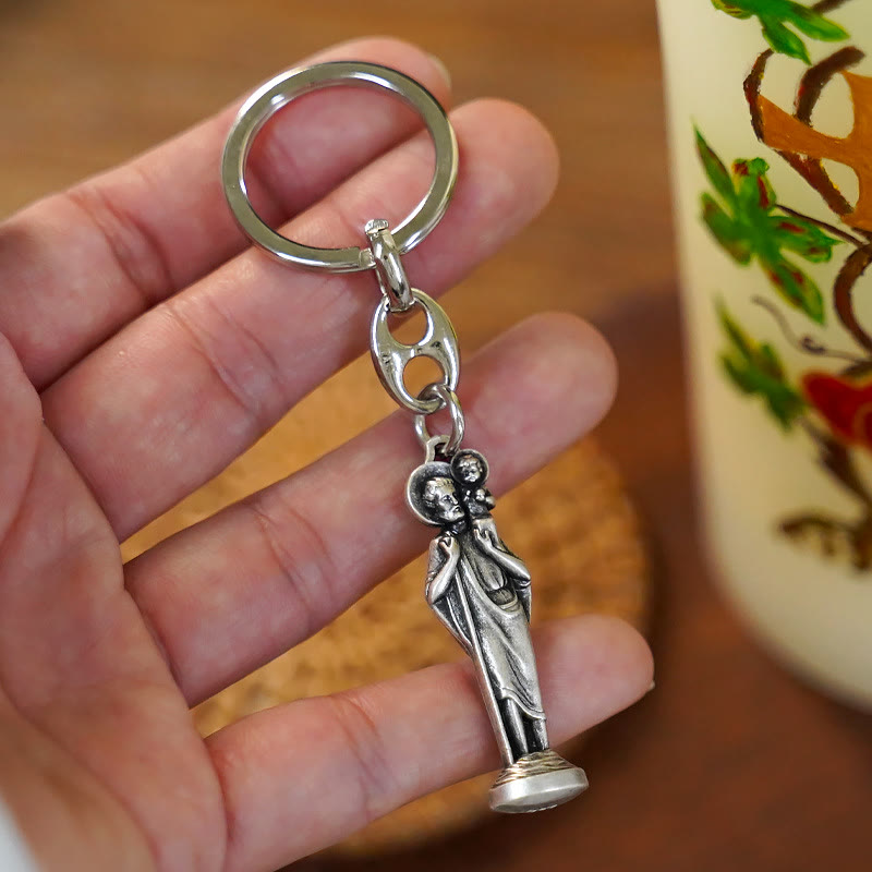 Christianartworkshop Retro Style Polished St. Christopher Keychain: Token of the Traveler's Saint's Protection - image 4