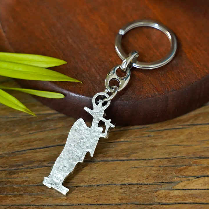 Christianartworkshop Relief - Sculpted Silver St. Michael the Archangel Keychain: Graceful Sign of Banishing Evil Spirits - image 4