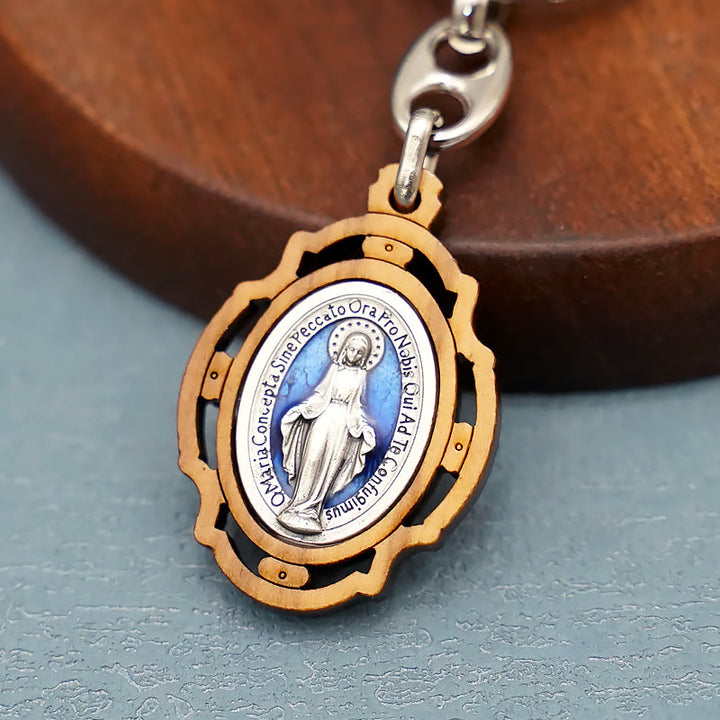 Christianartworkshop Enamel Double-Sided Miraculous Medal & Virgin Mary Keychain: Gleaming Symbol of Hope and Restoration - image 2