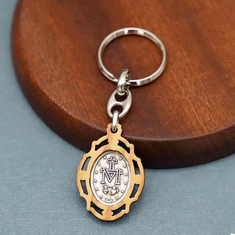 Christianartworkshop Enamel Double-Sided Miraculous Medal & Virgin Mary Keychain: Gleaming Symbol of Hope and Restoration - image 1