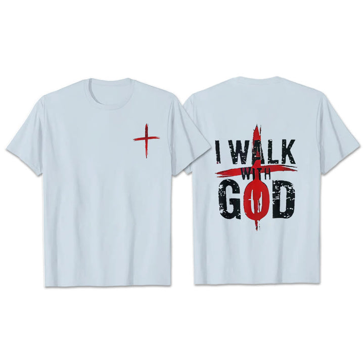 Christianartworkshop I'll Walk With God T-Shirt - Blue - 2XL - image 9