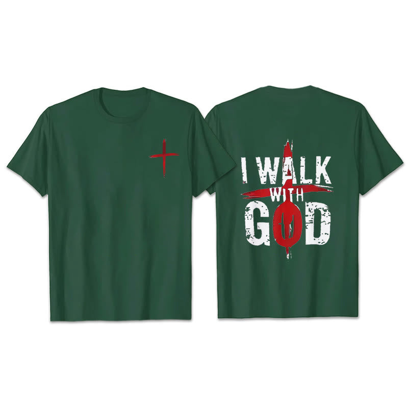 Christianartworkshop I'll Walk With God T-Shirt - Dark Green - 2XL - image 18
