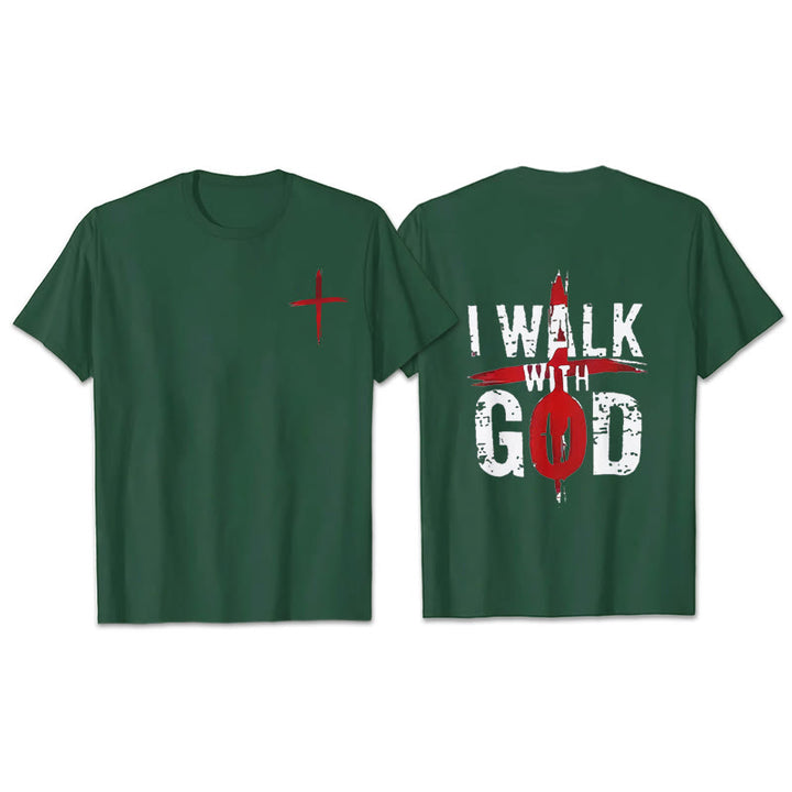 Christianartworkshop I'll Walk With God T-Shirt - Dark Green - 2XL - image 18