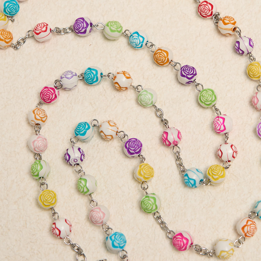 Christianartworkshop Multicolor Rose Beads with Virgin Mary Medal & Crucifix Rosary: Sacred Palette of Love - image 5