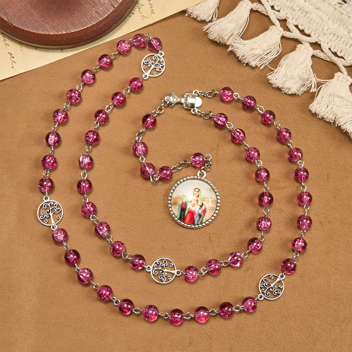 Christianartworkshop Pink Glass Rosary Adorned with Our Lady of Guadalupe: A Love - Filled Blessing - image 2
