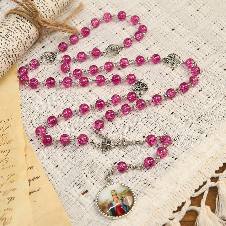 Christianartworkshop Pink Glass Rosary Adorned with Our Lady of Guadalupe: A Love - Filled Blessing - image 5
