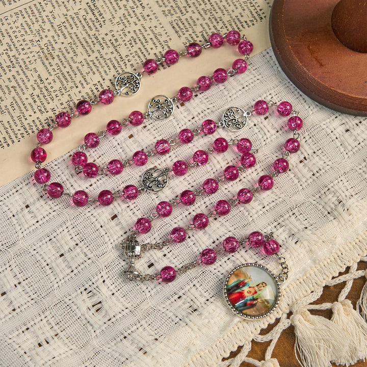 Christianartworkshop Pink Glass Rosary Adorned with Our Lady of Guadalupe: A Love - Filled Blessing - image 4