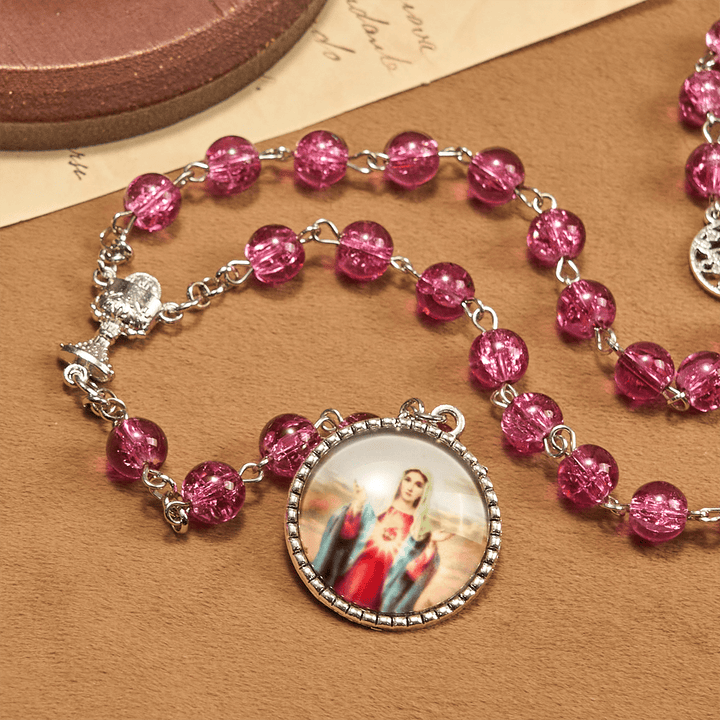 Christianartworkshop Pink Glass Rosary Adorned with Our Lady of Guadalupe: A Love - Filled Blessing - image 6