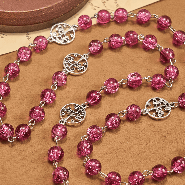 Christianartworkshop Pink Glass Rosary Adorned with Our Lady of Guadalupe: A Love - Filled Blessing - image 7