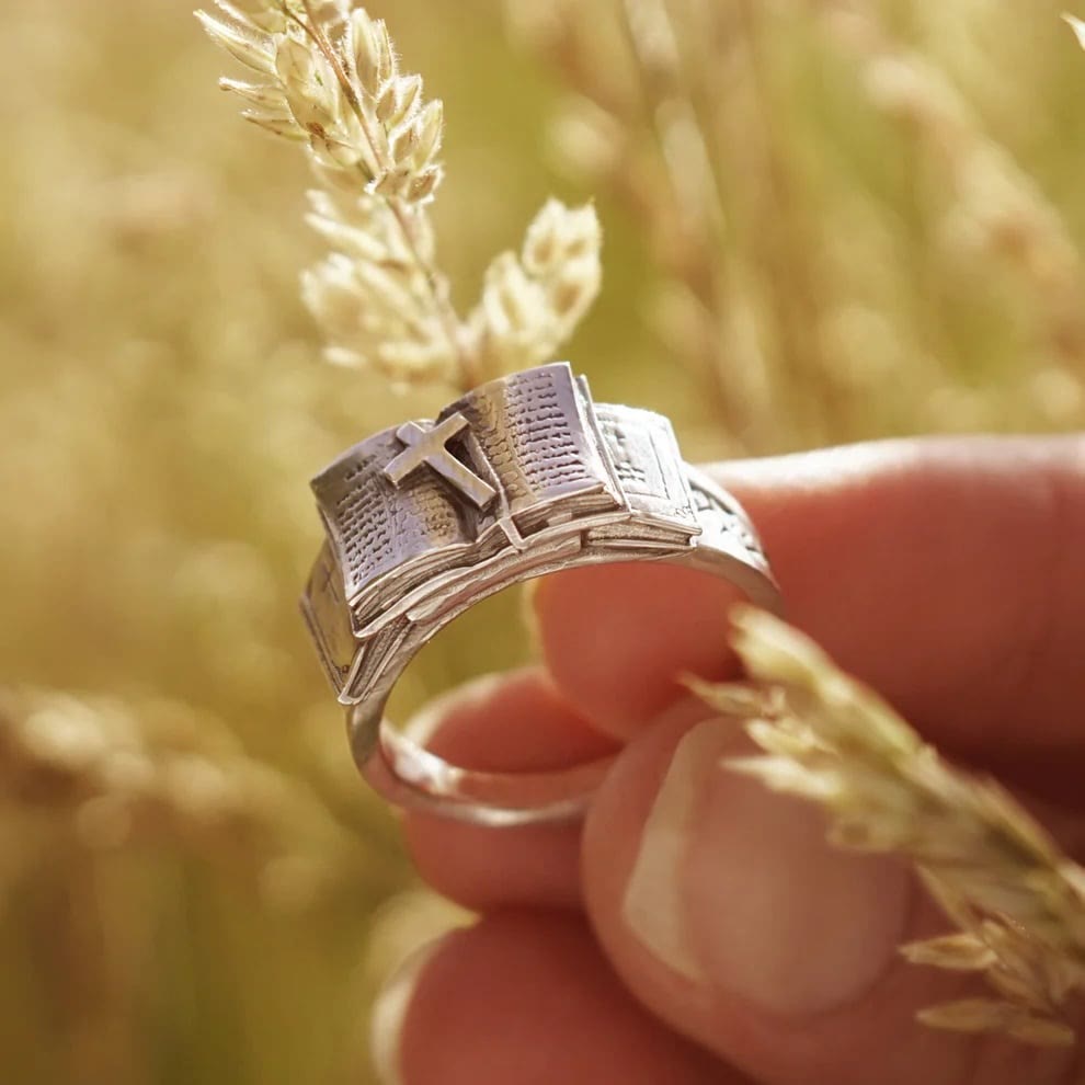 Christianartworkshop Bible Ring with Cross: A Sacred Companion of Faith - Adjustable - image 0