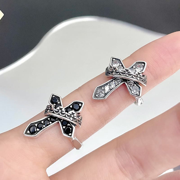 Christianartworkshop 2colors Modern Ring with Cross & Regal Crown: Bold Fusion of Faith and Royalty - image 3