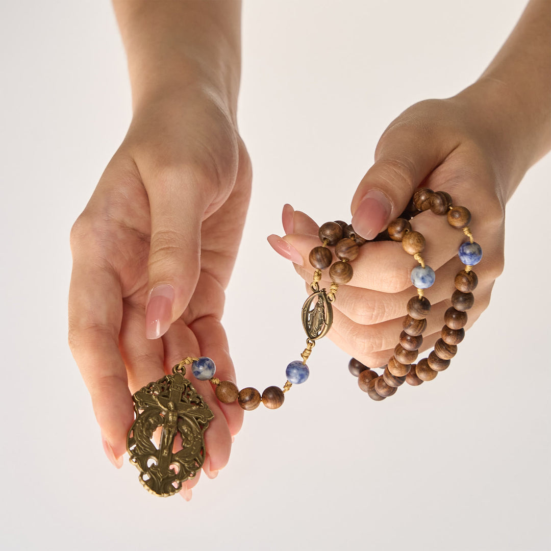 Christianartworkshop Virgin Mary & Crucifix of Wooden and Ceramics Beads Blessed Devotion Rosary - image 6