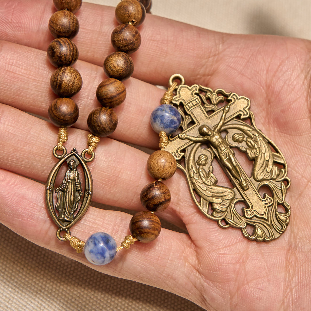 Christianartworkshop PRAYERFUL FAITH: Wooden and Ceramics Beads Blessed Devotion Rosary with Gift Card - image 7