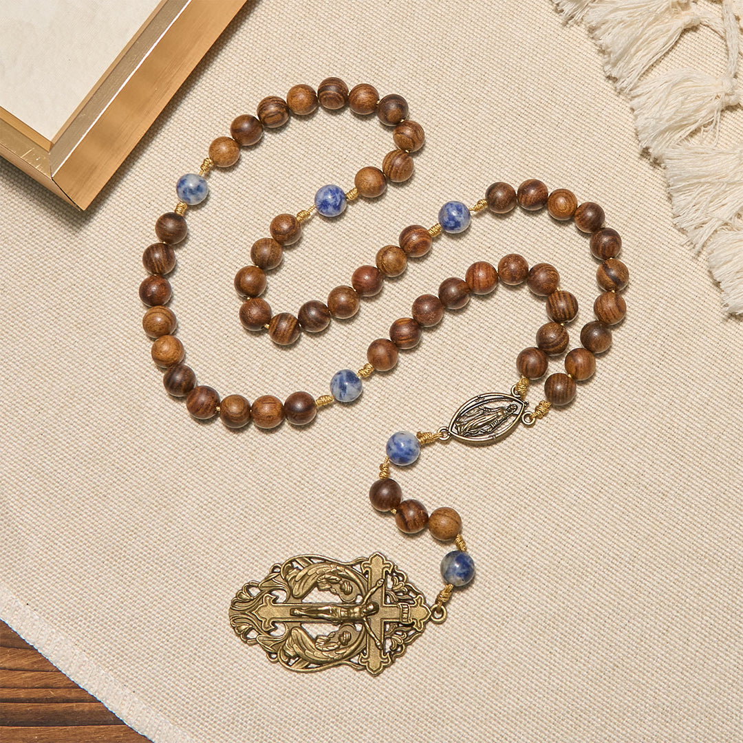 Christianartworkshop PRAYERFUL FAITH: Wooden and Ceramics Beads Blessed Devotion Rosary with Gift Card - image 9