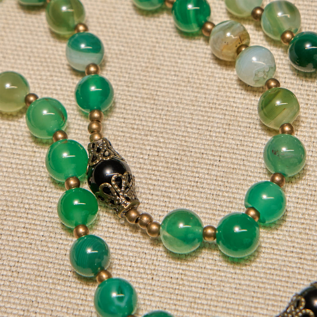 Christianartworkshop Exquisite Green Agate Rosary with Pardon Crucifix & Holy Family: Graceful Spiritual Narrative - image 6