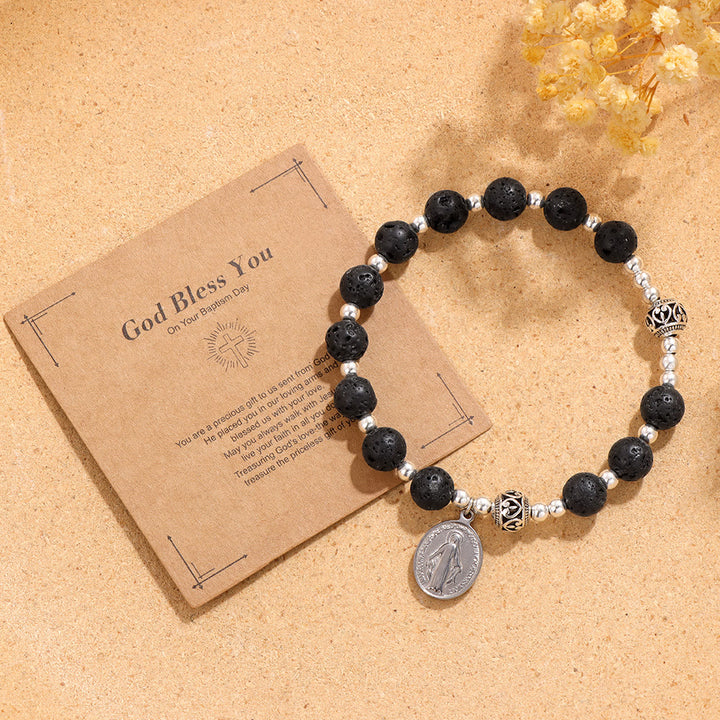 Christianartworkshop Multi-color Gemstone Stretch Bracelet with Miraculous Medal: Unique Spiritual Connection - image 7