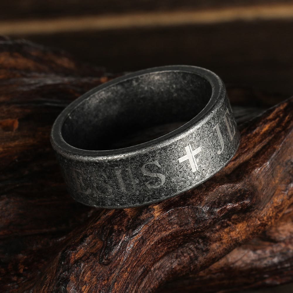 Christianartworkshop Minimalist Retro Silver Jesus & Cross Ring : Subtle Symbol of Faith - UK Size Z（US 13） - image 0