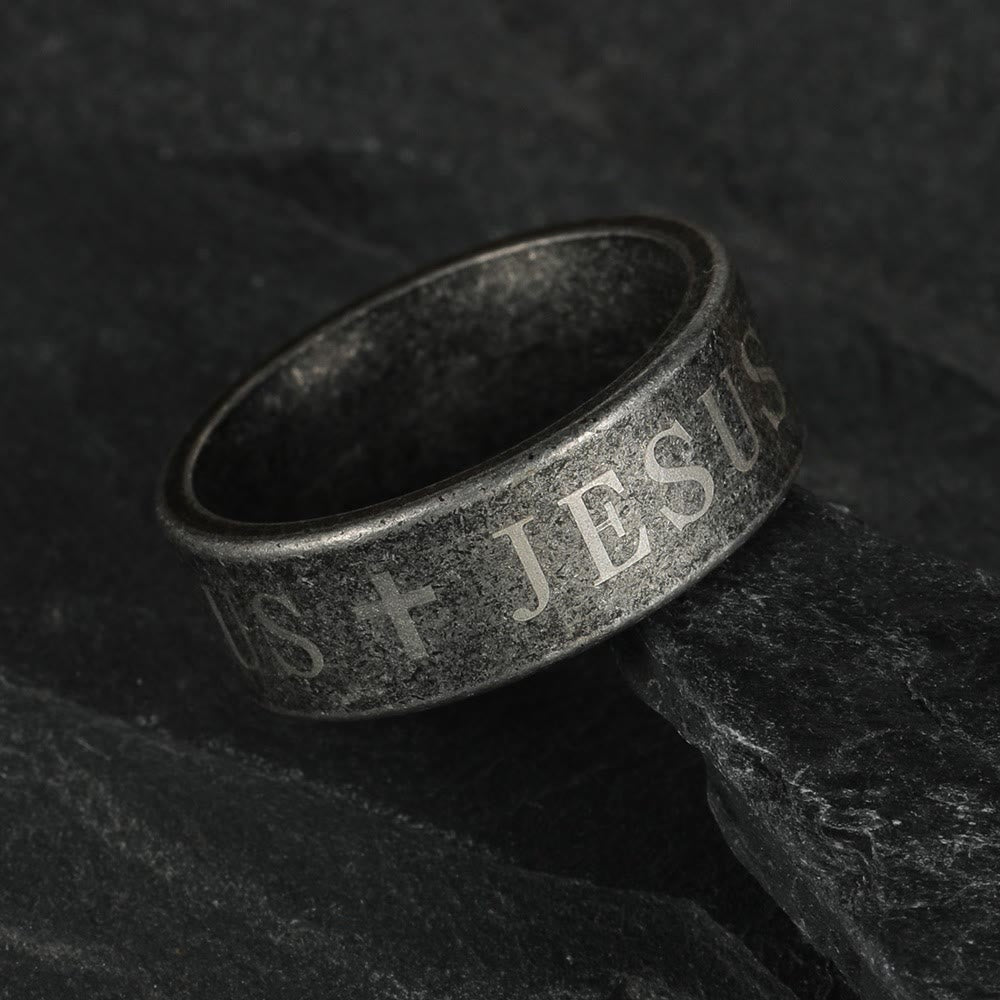 Christianartworkshop Minimalist Retro Silver Jesus & Cross Ring : Subtle Symbol of Faith - image 2