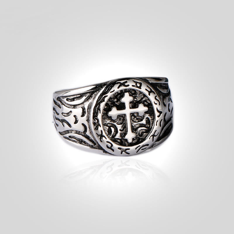 Christianartworkshop Classic Silver Cross Ring with Ornate Patterns: Handmade Relic of Faith - image 6