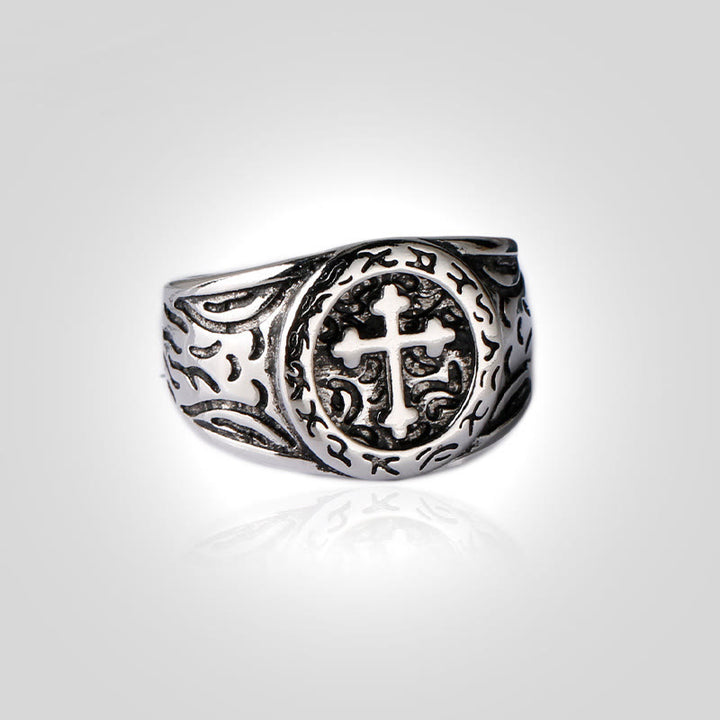 Christianartworkshop Classic Silver Cross Ring with Ornate Patterns: Handmade Relic of Faith - image 6