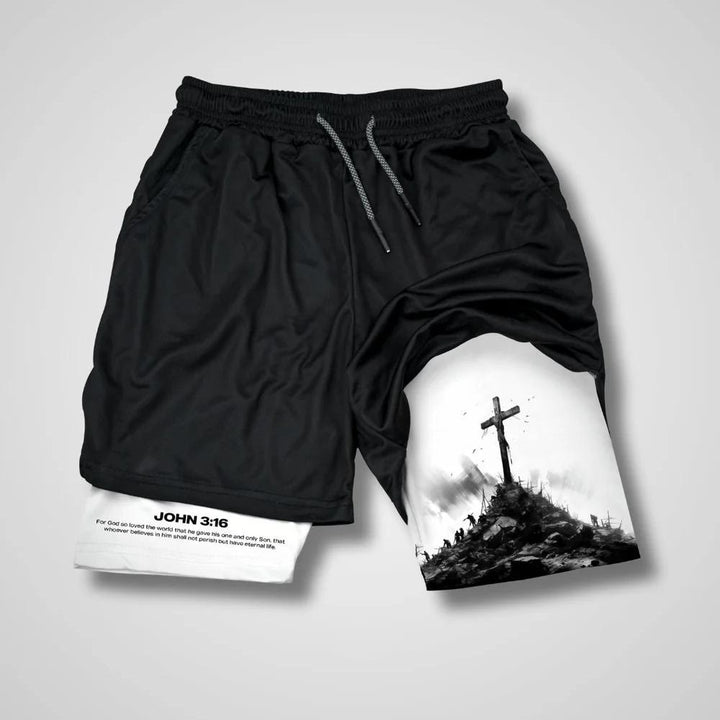 Christianartworkshop John 3:16 The Cross Performance Shorts - Shorts - 3XL - image 0