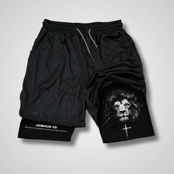 Christianartworkshop Joshua 1:9 Lion Performance Shorts