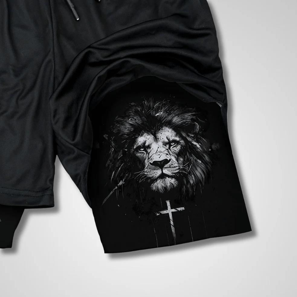 Christianartworkshop Joshua 1:9 Lion Performance Shorts