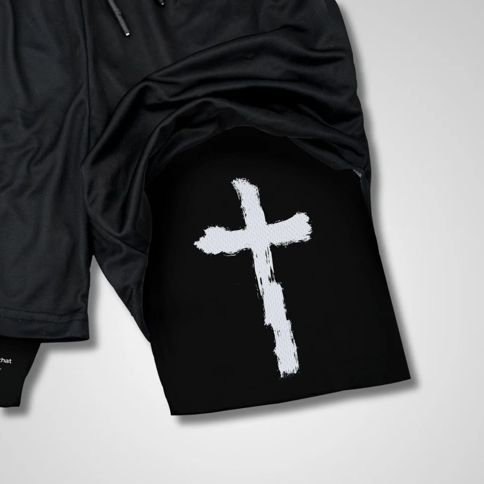 Christianartworkshop John 3:16 Cross Performance Shorts