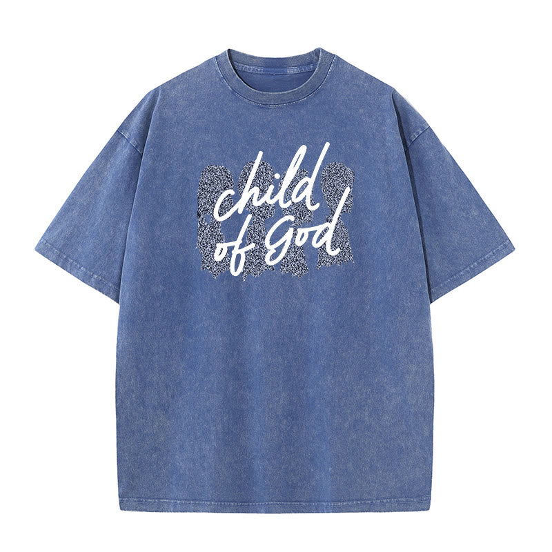 Christianartworkshop Child of God Unisex Washed T-Shirt - Blue - 5XL - image 7