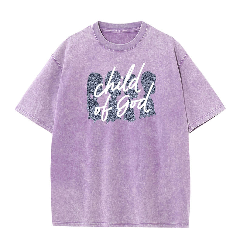 Christianartworkshop Child of God Unisex Washed T-Shirt - Purple - 5XL - image 0