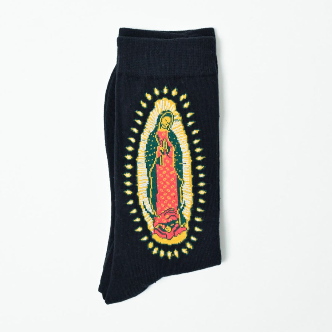 Christianartworkshop Black Virgin of Guadalupe Religious Unisex Crew Socks: Retro Design, Exclusive Faith Flair - image 8
