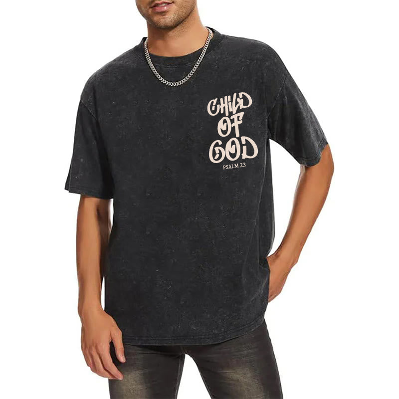 Christianartworkshop Chic Spiritual Child of God Psalm 23 Unisex Washed T-Shirt - image 5