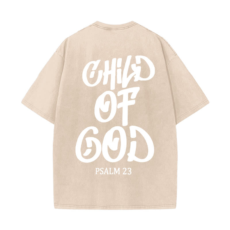 Christianartworkshop Chic Spiritual Child of God Psalm 23 Unisex Washed T-Shirt - Apricot - 5XL - image 13