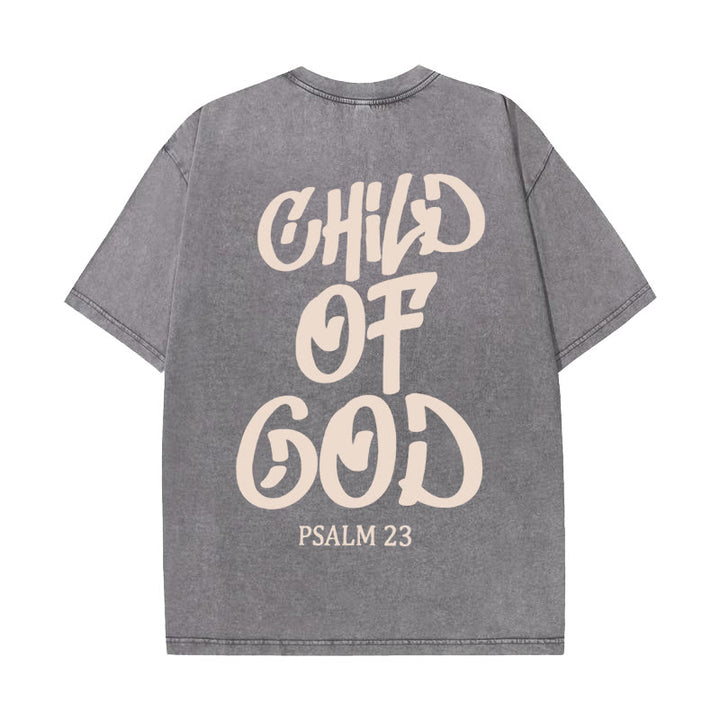 Christianartworkshop Chic Spiritual Child of God Psalm 23 Unisex Washed T-Shirt - Grey - 5XL - image 0