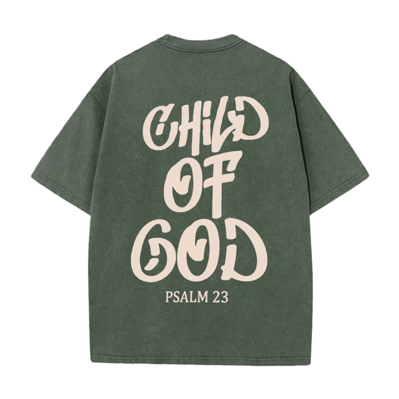 Christianartworkshop Chic Spiritual Child of God Psalm 23 Unisex Washed T-Shirt - Army Green - 5XL - image 6