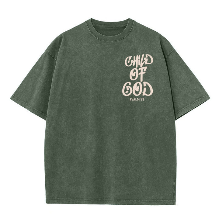 Christianartworkshop Chic Spiritual Child of God Psalm 23 Unisex Washed T-Shirt - image 7
