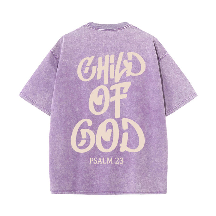 Christianartworkshop Chic Spiritual Child of God Psalm 23 Unisex Washed T-Shirt - Purple - 5XL - image 12