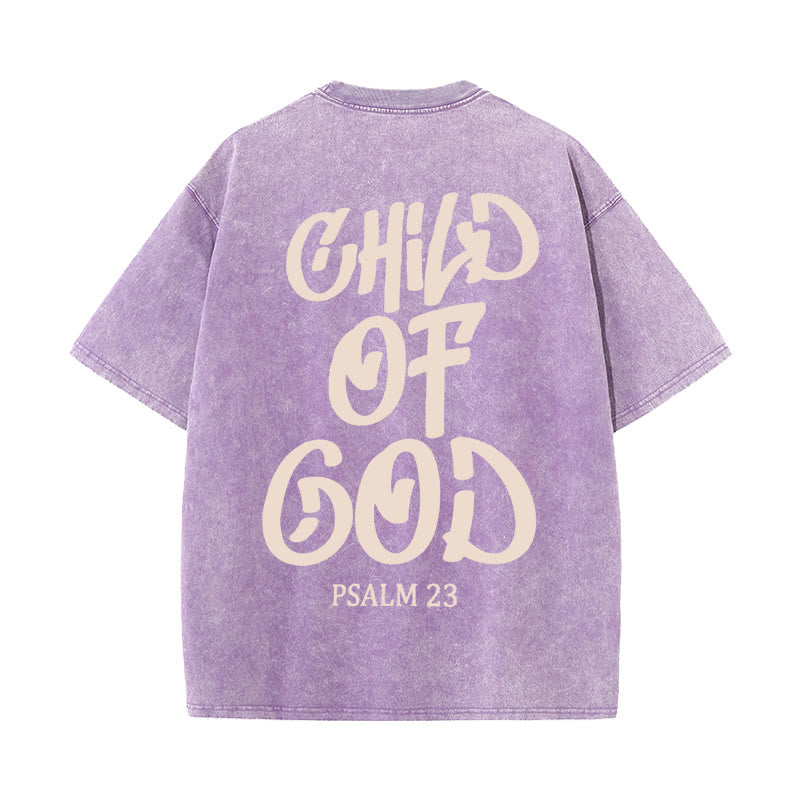 Christianartworkshop Chic Spiritual Child of God Psalm 23 Unisex Washed T-Shirt - Purple - 5XL - image 11