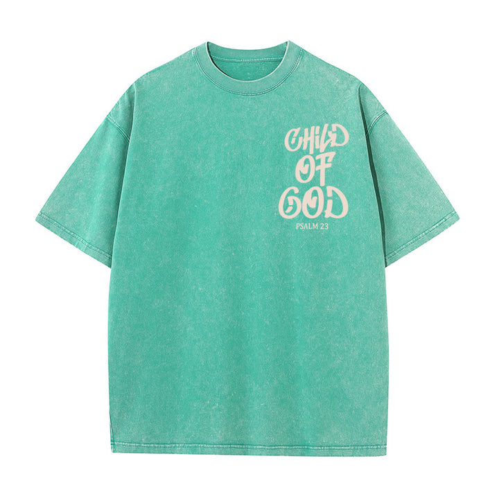 Christianartworkshop Chic Spiritual Child of God Psalm 23 Unisex Washed T-Shirt - image 19